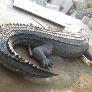 Bronze crocodile statue