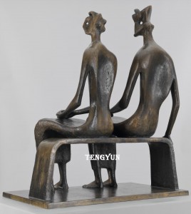 Garden Decorative Statue Henry-Moore King And Queen Bronze Love Couple Abstract Sculpture