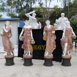 Large Size Garden Four Season Goddess Statues And Animal White Marble Sculpture For Outdoor Garden Decoration