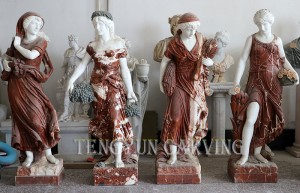 Rural Harvest Sculpture White Marble Women With Fruit Statue Stone Fruitful Humans Statues