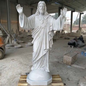 Religious Church White Marble Jesus Statue Sacred Heart of Jesus Statues For Sale