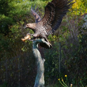 Life size bronze eagle sculpture