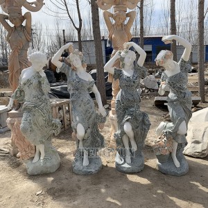 Big size green stone beauty girl marble statue of beautiful girl sculptures four season stone statues
