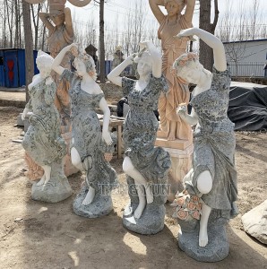 Big size green stone beauty girl marble statue of beautiful girl sculptures four season stone statues