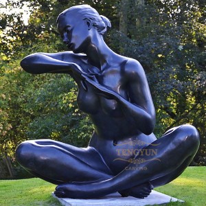 Outdoor Garden Decor Famous European Life Size Female Sitting Bronze Nude Woman Statue