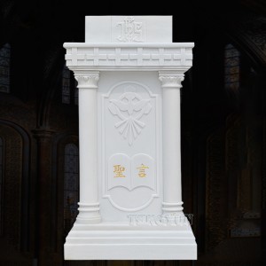 Christian White Marble Altar Sculpture Catholic Stone Ambo Church Holy Desk Carvings For Sale
