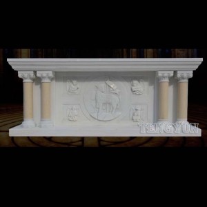 Marble Religious Lectern Hand Carved Church Book Table Stone Long Altar Table With Religious