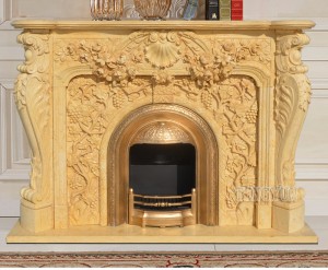 Cultured Stone Fireplace Mantel Shelf Continental Insert Egypt Beige Yellow Marble Corner Electric Fireplace