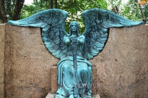 Custom Large Size Crying Bronze Angel Haserot Statue For Cemetery Decoration