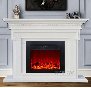 Custom Marble Fireplace American Style White Marble Lines Simple Classical Fireplace Decorative Cabinet Stone Mantel