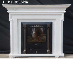 Custom Marble Fireplace American Style White Marble Lines Simple Classical Fireplace Decorative Cabinet Stone Mantel