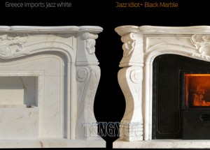 Custom Volakas White Marble Fireplace Surround Home Modern Large Size White And Black Granite Mantels