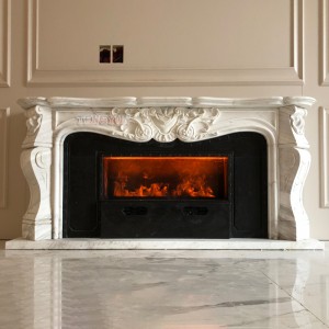 Custom Volakas White Marble Fireplace Surround Home Modern Large Size White And Black Granite Mantels