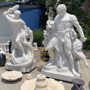 Custom famous Greek sculpture white marble Hercules fighting Hydra statue Hercules and Cerberus