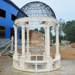 Customized Hand Carved Marble Gazebo Wedding Decorations With Column