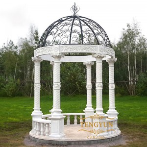 Customized Hand Carved Marble Gazebo Wedding Decorations With Column
