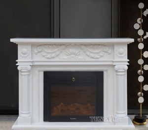 Manufacturer for Natural Stone White Marble Fireplace Mantel Surround Sculpture Carving Fireplace