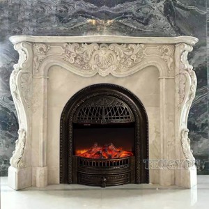 Factory Stone Fireplace Mantel European Hand Carved Marble Marble Fireplace Surrounds For Sale