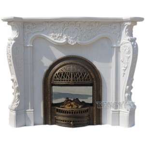 Factory Stone Fireplace Mantel European Hand Carved Marble Marble Fireplace Surrounds For Sale