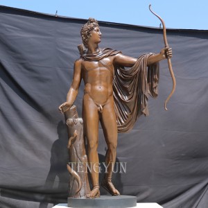 Greek Bronze Apollo Archer Statue Figure Antique Bronze Sculpture Italian Bow Arrow