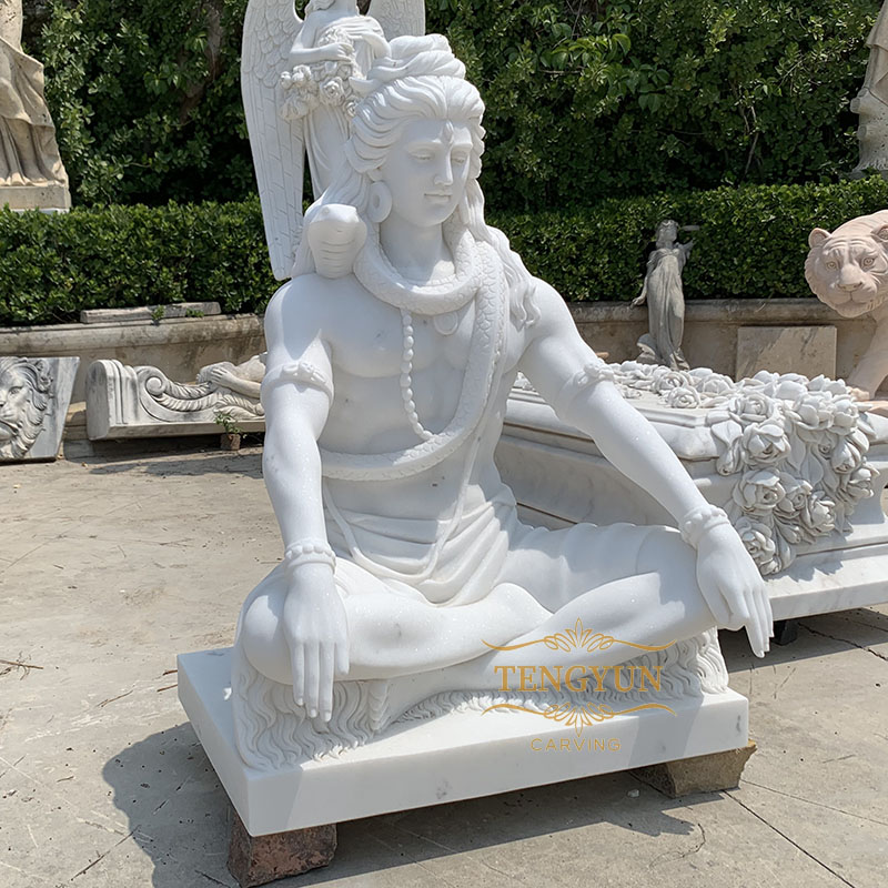 Famous Indian white marble lord shiva god sculpture stone statue of lord shiva sculpture on sale (2)