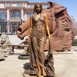 Custom Life Size Outdoor Decorative Bronze Cast Female Statue Woman With Cloth Garden Sculpture