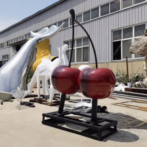 Garden Decorative Metal Fruit Sculpture Big Size Outdoor Stainless Steel Cherry Sculpture