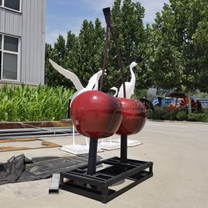 Garden Decorative Metal Fruit Sculpture Big Size Outdoor Stainless Steel Cherry Sculpture
