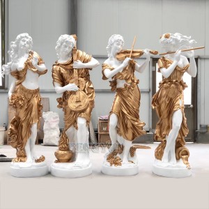 Home Decorative Life Size Fiberglass Figure Band Female Statues Resin Music Theme Girl Sculptures