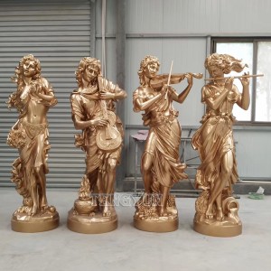Home Decorative Life Size Fiberglass Figure Band Female Statues Resin Music Theme Girl Sculptures