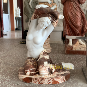 Italian Female Nude Statue Marble Bust Undressing Semi Nude Lady Figurine