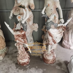 Chinese wholesale Stone Carving Natural Marble Lady Statue Girl Sculpture for Home Decoration
