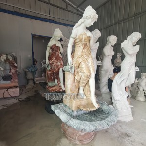 Discount Price Stone Figure Carved Statue/Sculpture Garden Marble Water Fountain in Wholesale