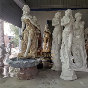 Hot Sale Elegant Marble Lady Statue Water Fountain Garden Female Sculpture Stone Fountains