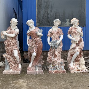 Antique Style Life Size Mix Stone Marble Four Season Sculptures Hand Carved Garden Woman Statues