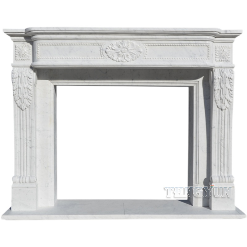 Interior Decoration Heating Italian Carara White Marble Fireplace Living Room Stone Medallion Fireplace China Factory (4)