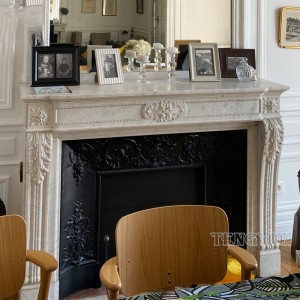 Interior Decoration Heating Italian Carara White Marble Fireplace Living Room Stone Medallion Fireplace China Factory