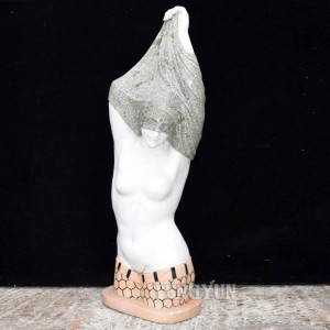 Italian Female Nude Statue Marble Bust Undressing Semi Nude Lady Figurine