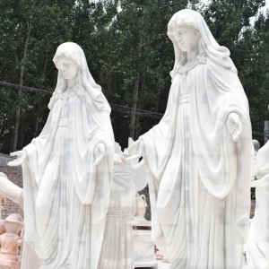 China Christian Religious Outdoor Carved Stone Sculpture Natural Marble Virgin Mary Statue for Garden