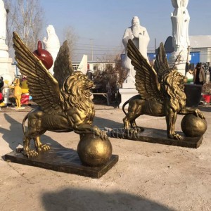 Large Size Fiberglass Pair Of Flying Lion Sculpture
