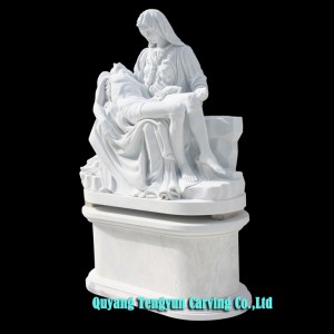 Discount Price Manufacture Supplier Life Size Outside Garden Decoration Hand Carving Pieta Marble Statue