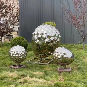 Large garden outdoor decorative modern metal fruit sculpture stainless steel squirrel pine cone sculptures