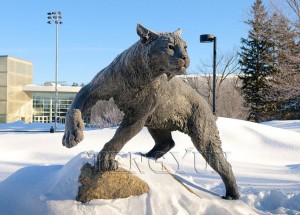 Big size Outdoor Metal Cast Animal Sculptures Square Large Bronze Wildcat Statues
