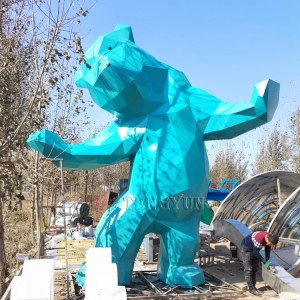 High Quality Outdoor Sculpture Stainless Steel Statue Geometric Shape Bear Sculpture