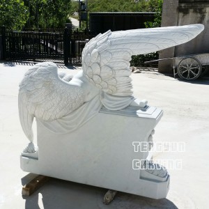 Factory Price Memorial Angel Sculpture Natural White Marble Weeping Angel Stone for Cemetery Decoration
