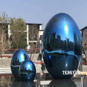 Park outdoor large stainless steel elliptical sculpture modern statue egg ornaments for decoration