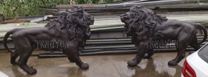 Garden Decorative Outdoor Metal Bronze Life Size Pair Of Bronze Lion Statue Brass Animal Sculpture