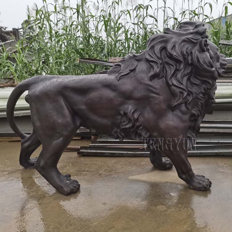 Garden Decorative Outdoor Metal Bronze Life Size Pair Of Bronze Lion Statue Brass Animal Sculpture