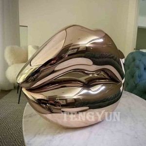 Outdoor seaside decorative yellow lip stainless steel sculpture for sale
