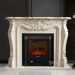 Marble Fireplace White Marble European-Style Carved Stone Mantel Marble Fireplace Surround